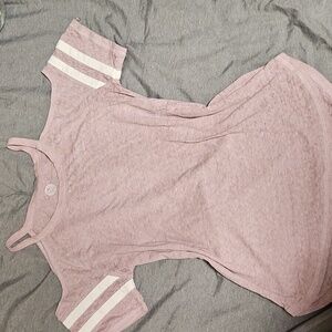 SO Light Pink Cold Shoulder Tee with White Stripes